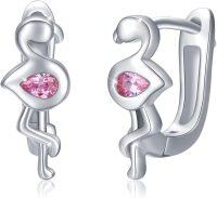 wholesale 925 Sterling Silver Flamingo Pink Crystal Studs Ear Cuff s for Women Girls-24- Flamingo
