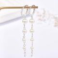 wholesale 925 Sterling Silver White Pearl Drop Earrings with Cubic Zirconia Accents for Women-0-2
