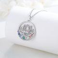 wholesale 925 Sterling Silver 7 Chakra Yin Yang Lotus Pendant Necklace with Stones and Chain-0-4
