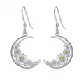 TOUPOP Sterling Silver Moon Flower Daisy Drop Dangle Earrings For Women-0-0