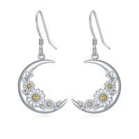 TOUPOP Sterling Silver Moon Flower Daisy Drop Dangle Earrings For Women-undefined