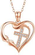 wholesale Rose Gold Cross Heart Infinity Pendant Necklace 925 Sterling Silver Dainty Chain 18  for Women Girlfriend Valentine Mother Graduation-0-0