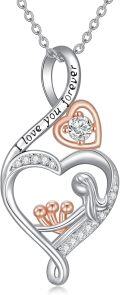 wholesale 925 Sterling Silver I Love You Forever Heart Pendant Necklace - Father-Daughter Jewelry Set-0-0
