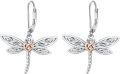 wholesale 925 Sterling Silver Dragonfly Earrings With Rose Gold Hearts-0-0