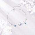 wholesale 925 Sterling Silver Blue Crystal Moon & Stars Charm Anklet Jewelry for Women Girls-0-4