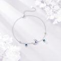 wholesale 925 Sterling Silver Moon Star Dangle Charm Bracelet With Blue Crystal-0-4