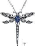 wholesale Sterling Silver Stone Dragonfly Urn Necklace for Ashes w Filling Tool-0-83