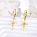 wholesale 14K Gold Heart Cross Dangle Earrings with Sensitive Skin Safe Design for Faith, Love & Loyalty, 1.2 Inch Gift-0-1