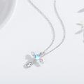 wholesale 925 Sterling Silver Heart-Shaped Moonstone & Turquoise Cross Pendant Necklace for Women and Girls-0-3