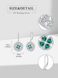 wholesale 925 Sterling Silver Round Clover Drop Earrings with Emerald and CZ Stones Luck Jewelry for Women Gifts 4-Leaf Clovers Irish Style Celtic Knot Design-0-3