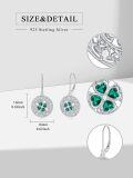 wholesale 925 Sterling Silver Clover Earrings Green Gemstone-0-3
