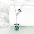 wholesale 925 Sterling Silver Green Heart Frog Pendant with Red Mushroom Charm Necklace for Women-0-4