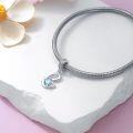 wholesale 925 Sterling Silver Heart-Shaped Blue Moonstone Initial N Charm Pendant Necklace Gift-0-27
