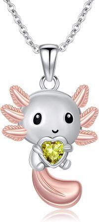 wholesale Sterling Silver 12 Month Birthstones Animals Necklace for Women Daughter (Axolotl Cow Pig Cat) Birthday Christmas Graduation Gift-01-08-Axolotl-Aug.-01-08-Axolotl-Aug.