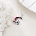 wholesale 925 Sterling Silver Gothic Skull & Rose Moon Pendant Necklace s-0-4