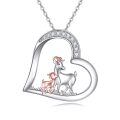 wholesale 925 Sterling Silver Goat Family Heart Pendant Necklace s for Women Animal Lovers-0-0
