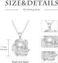 wholesale 925 Sterling Silver AAA+ White Freshwater Pearl Swirl Design Pendant Necklace with Cubic Zirconia Accents-0-5