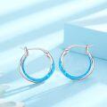 wholesale Sterling Silver Opal Hoop Earrings for Women Blue White Black Green Pink Orange Hypoallergenic Huggie Cartilage Mother s Day Jewelry-0-1