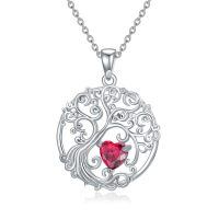 wholesale 925 Sterling Silver Heart Moonstone Tree Of Life Pendant Necklace-07-Jul-Ruby