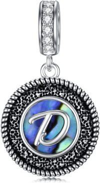 wholesale 925 Sterling Silver Abalone Shell Alphabet Charms A Z for Jewelry-D