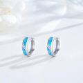 wholesale 925 Sterling Silver Blue Opal Viking Celtic Cross Huggie Hoop Earrings 14g for Women Men Gifts-0-5