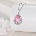 wholesale Sterling Silver Moonstone Cubic Zirconia Teardrop Pendant Necklace-0-45
