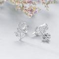 wholesale 925 Sterling Silver Rose Flower Stud Earrings with Cubic Zirconia and Rhodium Plating-0-2