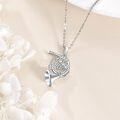 wholesale 925 Sterling Silver French Horn Musical Instrument Pendant Necklace with Cubic Zirconia Stones for Women Girls  (Silver)-0-3