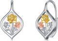 wholesale Sterling Silver Flower Leverback Earrings for Women Teens Birthday-0-12