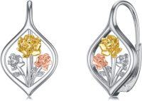 wholesale Sterling Silver Flower Leverback Earrings for Women Teens Birthday-F-June