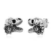 wholesale 925 Sterling Silver Dinosaur Flower Stud Earrings Wholesale - Unique s for Women & Men-Dinosaur
