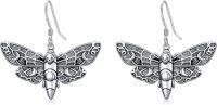 wholesale 925 Sterling Silver Death's Head Hawkmoth Drop Earrings Gothic s for Her-Moth