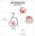 wholesale 925 Sterling Silver Pig Love You Forever Charm Necklace with Cubic Zirconia and Moon Design-0-3