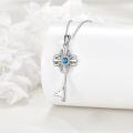 wholesale 925 Sterling Silver Turquoise Stone Cross Pendant Necklace for Women Gifts-0-3