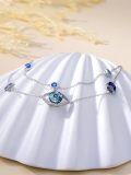 wholesale 925 Sterling Silver Blue Evil Eye Hamsa Hand Charm Anklet for Women Girls  6 + Extender-0-2