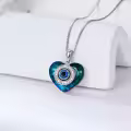 TOUPOP Sterling Silver Crystal Evil Eye Necklace Heart Pendant-0-3