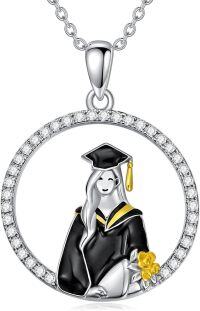 wholesale 925 Sterling Silver Round CZ Enamel Graduation Girl Pendant Necklace-style 3