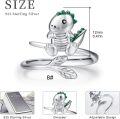 wholesale 925 Sterling Silver Nickel-Free Dinosaur Ring for Women, Lead-Free Hypoallergenic Adjustable Size 7-9, Cute Dino Jewelry Gift-0-5