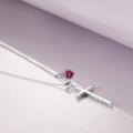wholesale 925 Sterling Silver Cross Pendant With Blue Opal And Philippians Inscription-0-46
