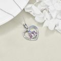 wholesale 925 Sterling Silver Purple Owl Family Love You Forever Heart Pendant Necklace for Women-0-3
