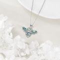 wholesale 925 Sterling Silver Abalone Shell Inlay Honeybee Pendant Necklace for Women Girls  45cm Chain Length-0-4