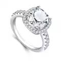 TOUPOP Sterling Silver D Color Vvs1 Moissanite Cushion Cut Halo Ring-0-0