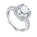 TOUPOP Sterling Silver D Color Vvs1 Moissanite Cushion Cut Halo Ring-0-0