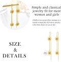wholesale Gold Sunflower Drop Earrings - 925 Sterling Silver Chain Tassel Gift for Women Girls Jewelry-0-4