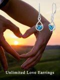 wholesale 925 Sterling Silver Birthstone Infinity Heart Dangle Drop Leverback Earrings for Women-0-3