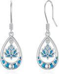 wholesale 925 Sterling Silver Teardrop Blue Enamel Flower Drop Earrings with Celtic Knot and Turquoise Accents-0-0