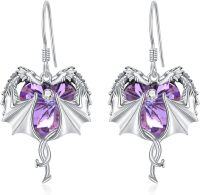wholesale 925 Sterling Silver Birthstone Dragon Dangle Earrings for Women (Jan Dec)-June