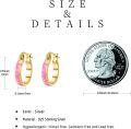 wholesale 925 Sterling Silver Pink Fire Opal Huggie Hoop Earrings for Women-0-5