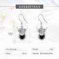 wholesale 925 Sterling Silver Highland Cow Earrings With Black Gem-0-3
