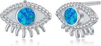 wholesale 925 Sterling Silver Blue Opal Eye Stud Earrings - Unique Animal Design Gift for Her-Evil Eye